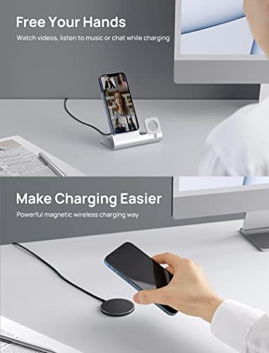 Magnetic Wireless Charger JSAUX Compatible with Mag-Safe Charger/iPhone 14/14 Plus/14 Pro/14 Pro Max/iPhone 13/13 Pro/13 Pro Max/13 Mini, 12/12 Pro/12 Pro Max/12 Mini, Mag Charger Pad-Black