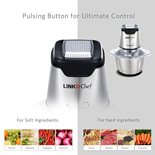 Linkchef Food Processor Electric, 8 Cup Food Chopper Meat Grinder With 4 Bi-Level Blades, 250W Stainless Steel Mincers For Kitchen, Vegetables, Onion, Garlic, Salad, Baby Food, Fruits, Nuts #TOP3
