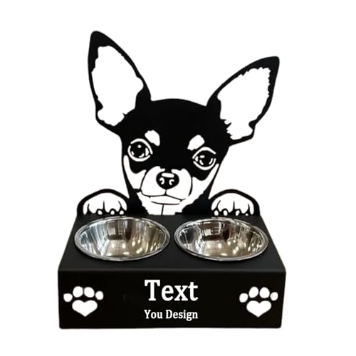 Personalized Dog Food Bowl,Customized with Your Pet'S Name for Indoor Cats Durable Stainless Steel Non-Slip Anti-Spill Easy Clean Pet Feeding Dish (Chihuahua)