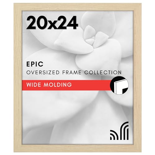 Americanflat 20x24 Picture Frame with Polished Plexiglass - Epic Collection - Gallery Wall Frames with Engineered Wood - Wide Photo Frame for Wall Display - Natural Oak