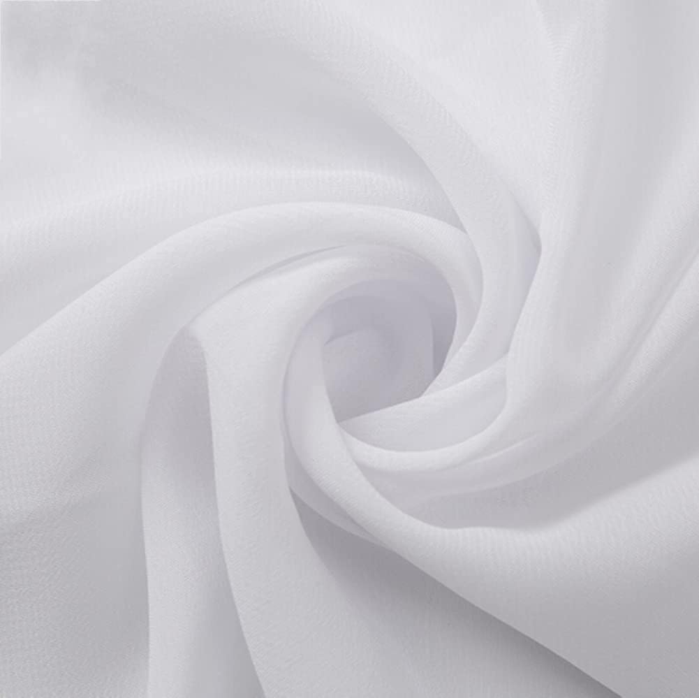 Valentina Textile inc 58/60" Solid Color Chiffon Fabric Rustic Sheer Bridal Wedding Party Decorations Backdrop, White (10 Yard, White)