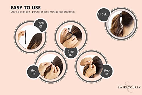 Snap Hair Ties For Thick, Natural, Curly Hair | No Slip, No Tension Pro Hair Tie | Strong Ponytail Holder (5 Pack, Black) #TOP4