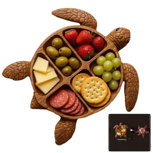 Kustimantu Tablero De Madera Para Charcutería - Bandeja De Queso Con Diseño De Tortuga Y Tablero Para Servir Charcutería,Plato Para Quesos Frutas Y Embutidos Decoración De Mesa Y Servir Fiestas