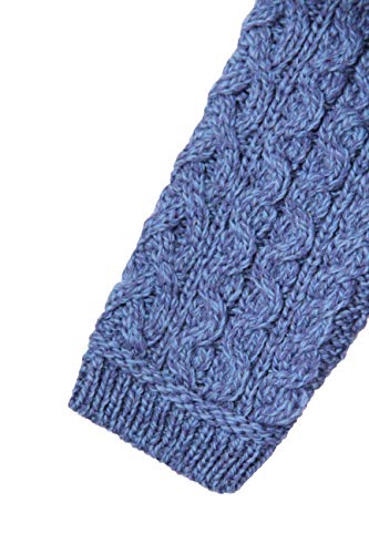 Aran Crafts Women's Irish Cable Knitted Wool Side Zip Cardigan (Z4630-Sm-Mblu) Blue Marl #TOP6