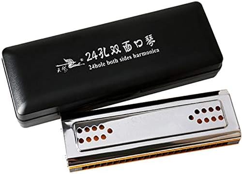 Miniatura 5 de Cisne 2 en 1 Trémolo de doble cara órgano boca órgano de boca clave de C&G 24 agujeros dobles instrumento de viento con caja acolchada paño de