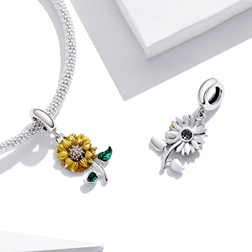 Sunflower Charms Sterling Silver Beads fit Pandora Bracelet You are My Sunshine Charms Pendant Necklaces Jewelry for Women Mom Wife4