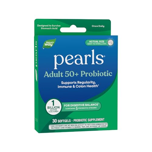 Nature's Way Pearls Adult 50+ Probiotic, Probiotics for Digestive Health* Supports Regularity,...