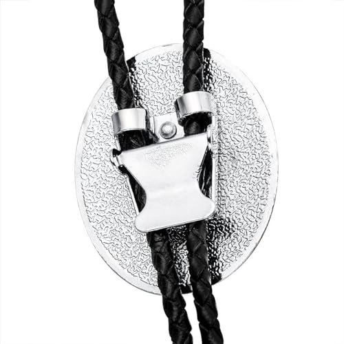 Image of GelConnie Bolo Tie for Men Women Western Cowboy Turquoise Leather Necktie | Natural Stone Bolo Tie Necklace for Women Rodeo Cowboy Leather Necktie Native American Western Cowgirl Ties Adjustable Cord