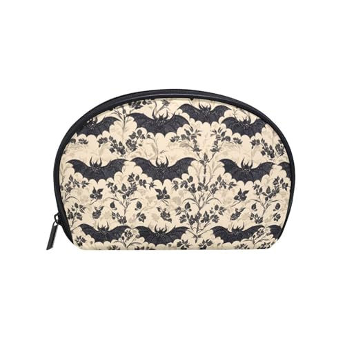 Mnsruu Women Cosmetic Bag for Purse Small Shape Bats and Flowers Vintage Makeup Bag Accessories Purse Bag Travel Organizer Pouch with Compartment