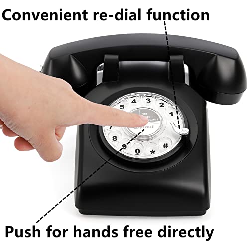 Teléfono fijo rotativo retro Dicunoy estilo clásico negro miniatura 5