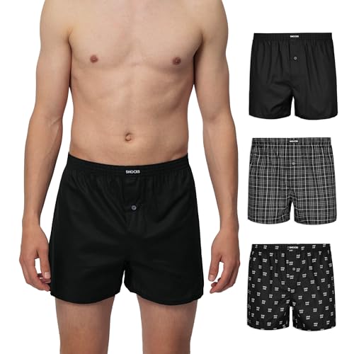 Snocks American Boxershorts Herren 3er-Pack aus Baumwolle - Gr. S-4XL - Weite Passform und lockerer Fit
