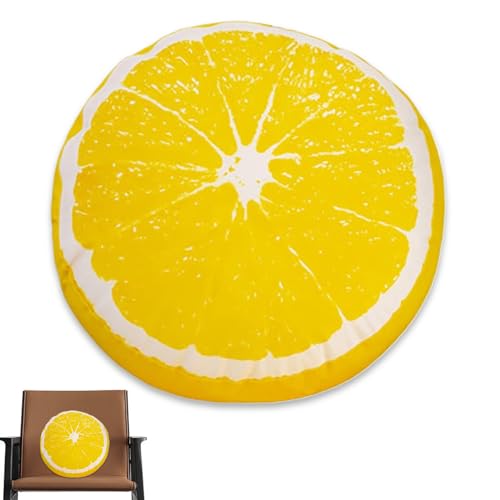 Muzrunq Oreiller de Citron, 14 Pouces Soft Confortable Coussins de Sol Rond Mignons oreillers de Fruits décoratifs avec Coton élastique PP hautement...