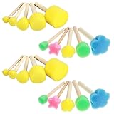 Ouligay 20 Stück Schwammpinsel Pinselset Schaumstoffpinsel Schwammstupf Pinsel Tupfpinsel Pinselset Schwamm Pinsel Schwämme zum Malen für DIY Malerei Handwerk Keramik Werkzeuge