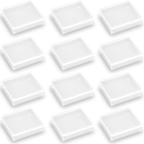 Image of 12 Pack Rectangular Clear Plastic Organizer Storage Box Containers (3.98 x 3.35 x 1.06 Inch) with Lid, Small Plastic Containers for Beads and More