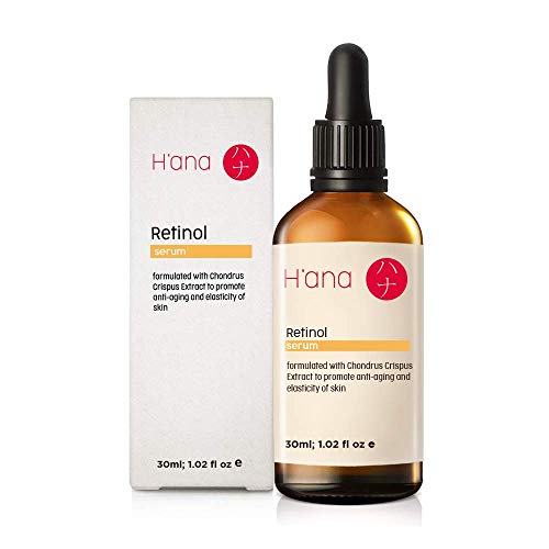 H'ana Retinol Serum For Face - Hyaluronic Acid, Aloe Vera & Geranium For Young & Smooth Skin - Face Serum Moisturiser To Diminish Wrinkles & Fine Lines, Reduce Acne Spots & Hydrate Dry Skin (30 ml)