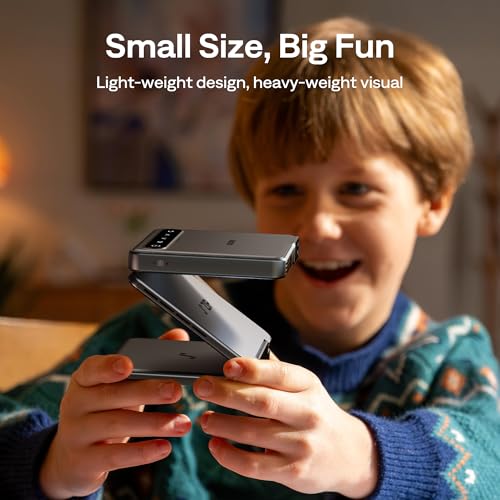 Image of Aurzen ZIP Tri-Fold Truly Portable DLP Projector, Pocket-Sized Freedom, Zero-Lag Auto Focus, 1.5Hrs Battery with Type-C fast charging, Dark Gray