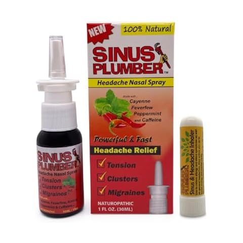 Sinus Plumber Headache Buster Kit Nasal Inhaler and Headache Spray, All Natural Tension, Migraine, Cluster Help Cover