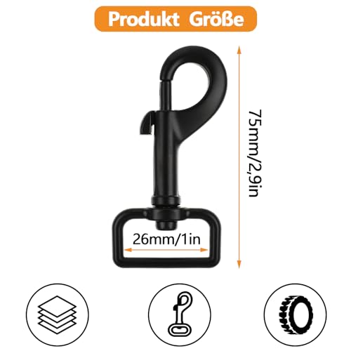 4 Stück Karabiner mit Drehgelenk, Haken mit Drehgelenk, Karabiner, Haken mit Drehgelenk, für Hundehalsband, für Hundehalsband Eimer Hängematte Pferd Tack