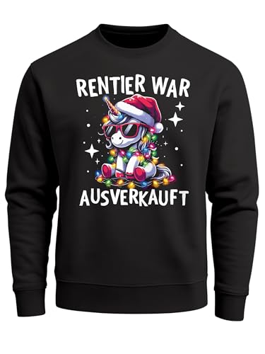 MoonWorks® Sweatshirt Herren Weihnachtspullover Lustig Rentier war ausverkauft Einhorn Weihnachtsoutfit Männer Schwarz 3XL