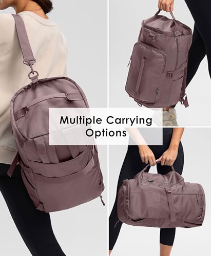 Image of Gym Bag for Women with Shoe Compartment and Wet Pocket Convertible Gym Backpack workout Duffel Bag Multiple Pockets 30L, Purple Ash, 30L, Modern