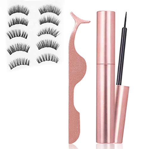 Magnetic Eyelashes,Magnetic Eyeliner,Fake eyelashes,Eyeliner,Magnetic Lashes Set,Light weight & Easy to Wear With Reusable Lashes-5 Pairs