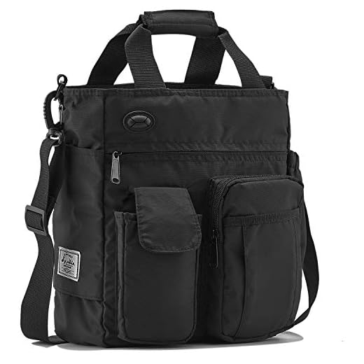 d'yallee Crossbody Messenger Bag Men Waterproof Shoulder Business Work Bag Nylon with Headphone Port, Black, One Size