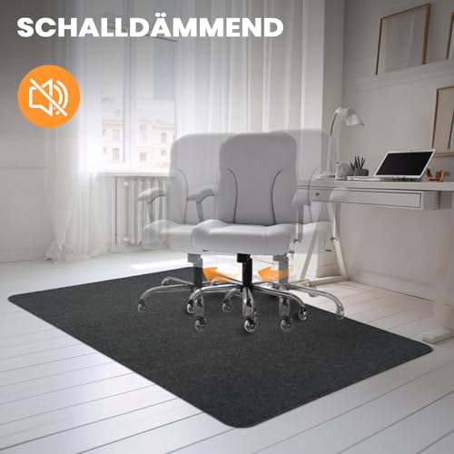 COSYLAND Bodenschutzmatte Bürostuhl 90×120cm – Schreibtischstuhl Unterlage – Bürostuhl Unterlage – Stuhlunterlage – Bodenschutzmatte Teppich – Fußbodenschutz Matte – Bürostuhlunterlage (Dunkelgrau)