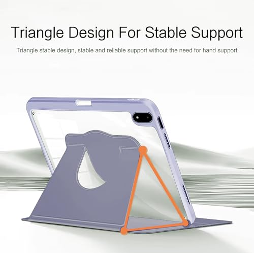 Image of TGK Rotating Case Cover for OnePlus Pad 3 13.2 inch Tablet, Pad 2 Pro, Pad 4 Pro with Pencil Holder Trifold Stand Cover Clear Back (Lavender)