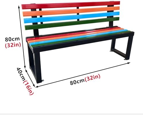Two-Person Colored Slats Outdoor Bench - Solid Wood & Stainless Steel Frame, 59in Garden Seating for Patio, Porch, Poolside, Balcony - Stylish and Durable (Black)