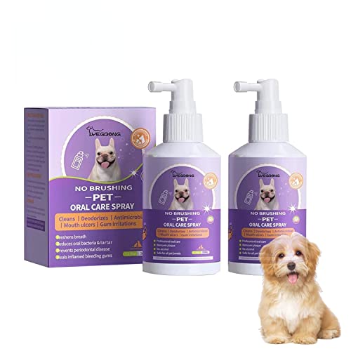 2 Pcs 2023 New Pet Clean Teeth Cleaning Spray for Dogs & Cats, Pet Clean No Brushing Pet Oral Care S