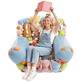 NTYNTY Clear Stuffed Animal Storage Bean Bag Chair Cover for Kids,Extra Large Beanbag Chair Cover with Zipper,PVC Bean Bag Chair Plush Toys Storage & Organizing