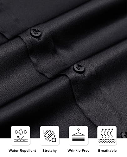 Image of Alimens & Gentle Slim Fit Mens Dress Shirts for Men Button Down Long Sleeve Dress Shirts Wrinkle Free Formal Stain Proof, Black, Large