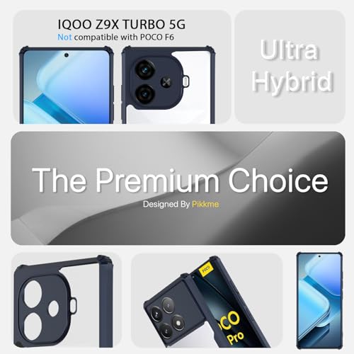 Image of Pikkme Vivo Y200 GT 5G Back Cover | Crystal Clear Transparent Back | Ultra Hyrbid | Full Camera Protection | Raised Edge | Bumper Back Case (Blue)