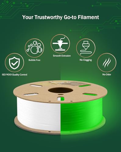 Image of DURAMIC 3D PLA+ Printer Filament 1.75mm PLA Plus Neatly 2Kg Spools | 3D Printing Filament 1.75mm Dimensional Accuracy + /- 0.02 mm, Fit Most FDM 3D Printers 2Pack Glow Green