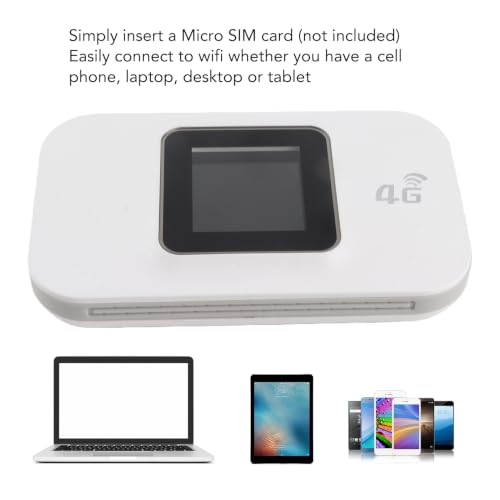 Image of Dpofirs 4G Portable WiFi Hotspot Router with 1.44in Color Screen, 3650mAh Battery, Micro SIM Card Slot for Travel, Laptop, & Mobile Device Internet (White)