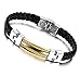 Produktbild Feilok Elegant Herren Liebe Bridge Armbänder/Armreifen, aus Edelstahl, mit Black Leder, Farben Gelb