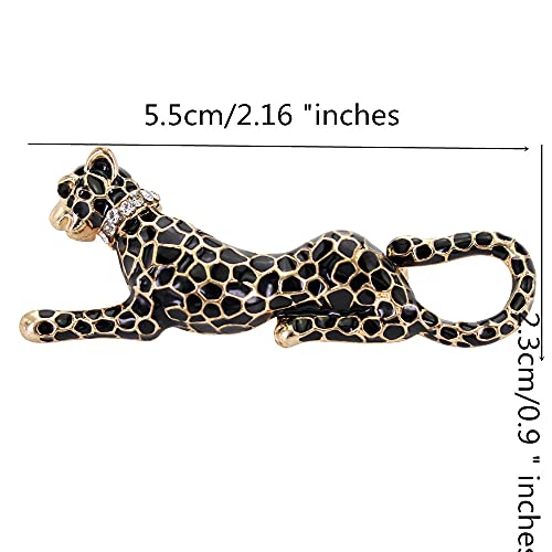 Image of Leopard Brooch Pin Jewelry Vintage Spotted Leopard Rhinestone Crystal Brooch Pin Lapel Pins Back