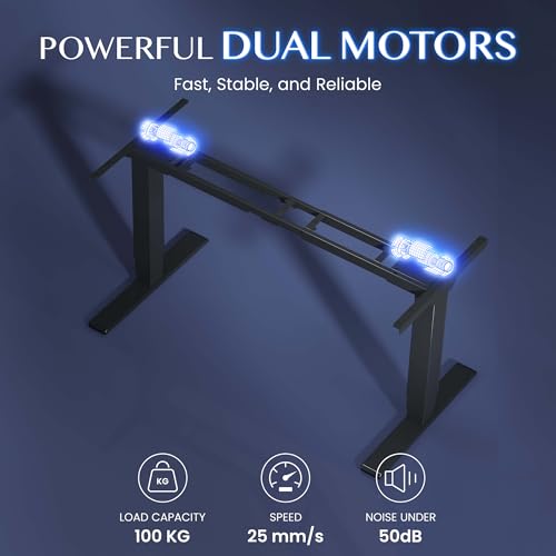 Telaio da tavolo regolabile in altezza, doppio motore e gambe a 3 livelli, scrivania regolabile in altezza, telaio con indicatore di altezza LED, 4 posizioni di memoria e protezione contro - Scrivania Gaming - Immagine 5