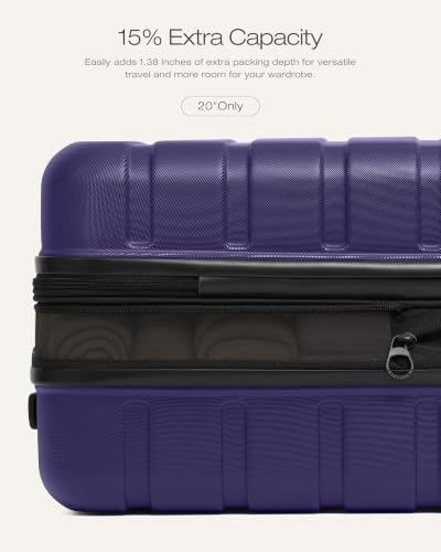Image of Coolife Luggage Set, Lightweight Durable Hardshell, 3 piece, Deep Purple | Upgraded Polycarbonate Shell Suitcase,360 Spinner Double Wheels,Expandable(20''only),Tsa Lock,Aluminum Handle,Nested Design