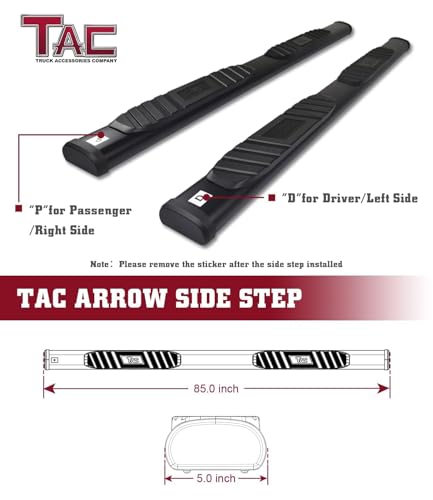 TAC Arrow Side Steps Running Boards Compatible with 2020-2024 Jeep Gladiator JT Truck 5” Aluminum Texture Black Step Rails Nerf Bars Off-Road Accessories