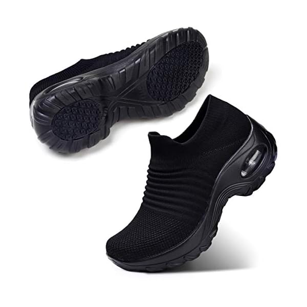 STQ Slip On Breathe Mesh Walking Shoes Women Fashion Sneakers Comfort Wedge Platform Loafers