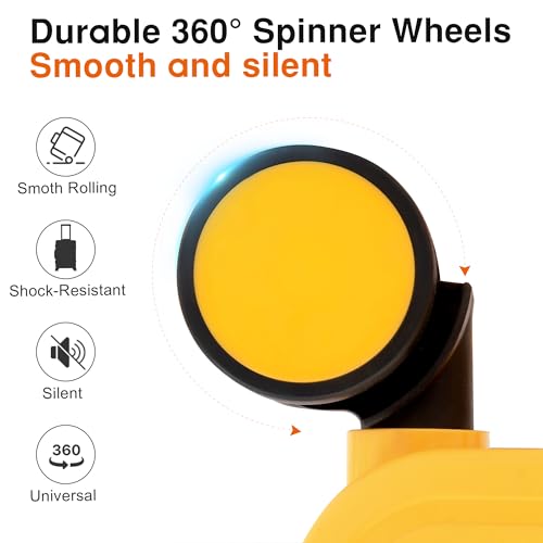 Hard Shell Carry On Luggage 22x14x9 Airline Approved, Wide Handle Hard Case Luggage, Ziperless Away Carry on Luggage, 20 inch, Yellow3