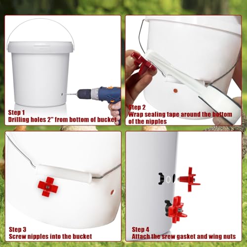 Bicos horizontais de água para frango, pacote com 40, kit automático de bicos para bebedouro de gali