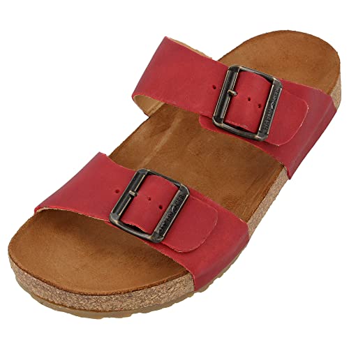 Image of HAFLINGER Andrea Elegant Leather Sandals with Rubber Sole and Cork Latex Footbed Unisex