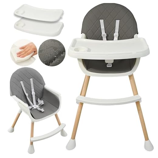 ALMAR Baby Trona para bebe gris convertible en silla 2 en 1 con asiento acolchado y bandeja silla para comer evolutiva de 6 a 36 meses