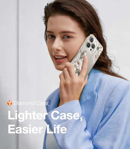 Image of Elzzi Clear Transparent Flower Case for iPhone 16 Pro Max Shockproof PC+TPU Back Cover Full Camera Protection - Grey