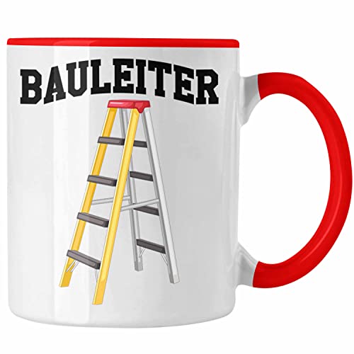 Trendation - Bauleiter Tasse Geschenk Baustellen Spruch Geschenkidee für Bauarbeiter (Rot)