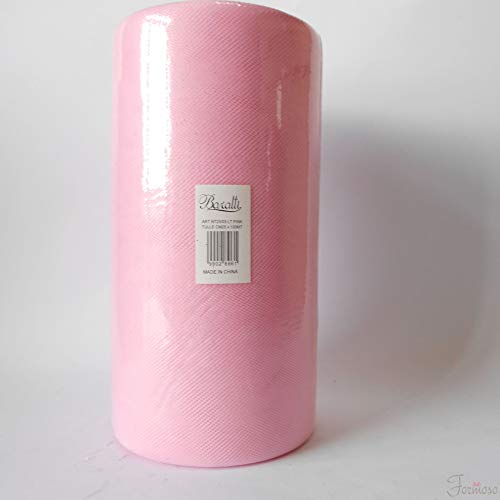 Bobina Tulle Velo Rosa 25 Cm X 100 M. Decorazioni Allestimento Decoupage
