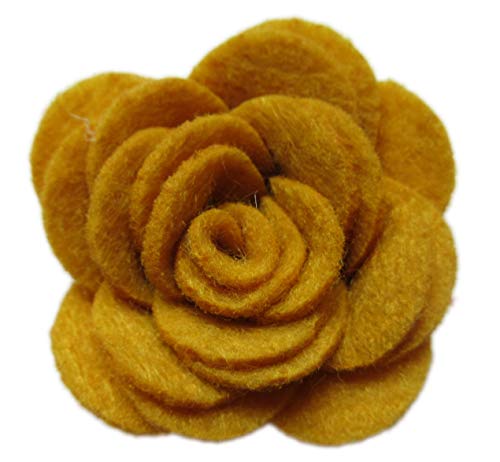 Image of YYCRAFT Pack of 20PCS Felt Rose 1.5 inch 4D Flower Applique /Bow (Style A, Mustard Yellow)