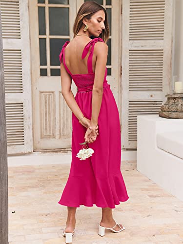 Image of ANRABESS Women's Square Neck Ruffle Split Midi Elegant Formal Wedding Guest Cocktail Bridesmaid Graduation Party Dresses